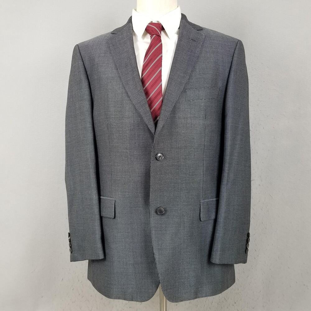 BOSS Hugo Boss Blazer Mens 42R Gray Silk Wool Pasolini Two Button Side‎ Vents